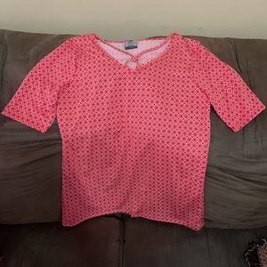 Red & White Patterned Blouse